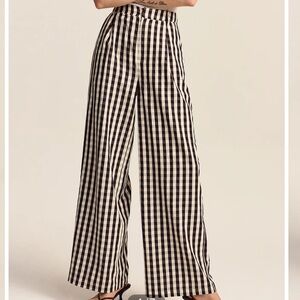 Commense Gingham Wide-Leg Pants